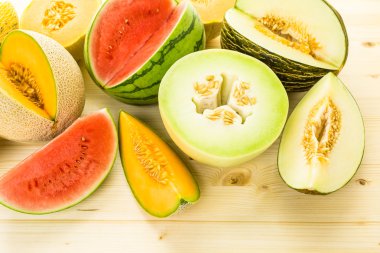 Variety of organic melons clipart