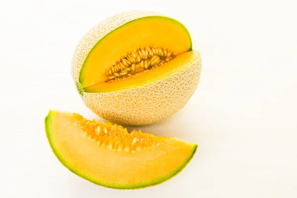 Ekologisk cantaloupemelon skivad — Stockfoto