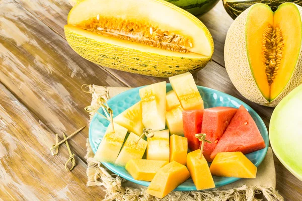 Variety of organic melons — Stock Photo, Image