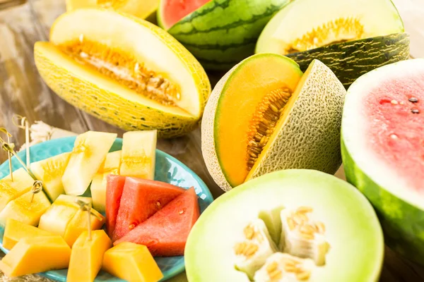 Variety of organic melons — Stock Photo, Image