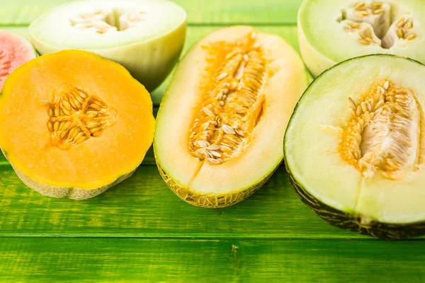 Variety of organic melons sliced — Zdjęcie stockowe