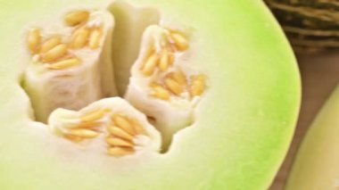 Variety of organic melons sliced