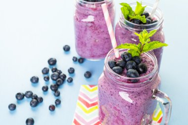 Fresh organic blueberry smoothies