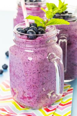 Fresh organic blueberry smoothies