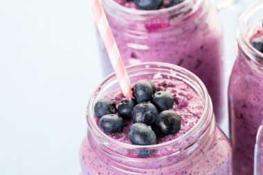 Fresh organic blueberry smoothies