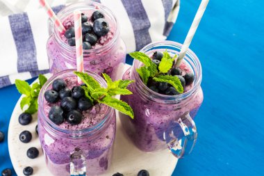Fresh organic blueberry smoothies