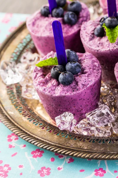 Hemgjord blåbär popsicles — Stockfoto