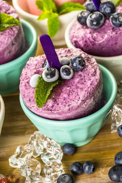 Hausgemachte Eis am Stiel aus Blaubeeren und Erdbeeren — Stockfoto