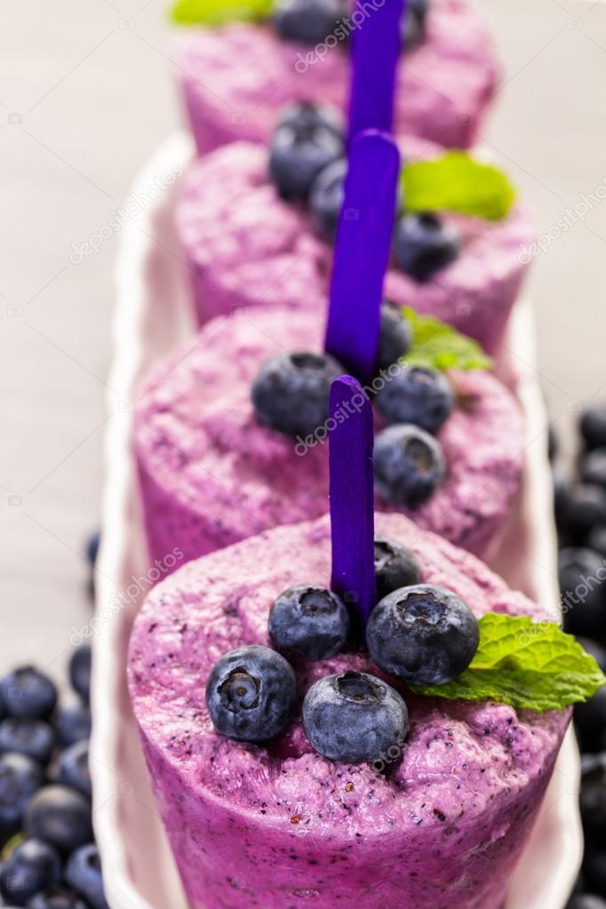 Homemade blueberry popsicles