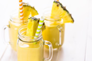 Homemade mango and pineapple smoothies