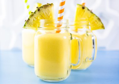 Homemade mango and pineapple smoothies