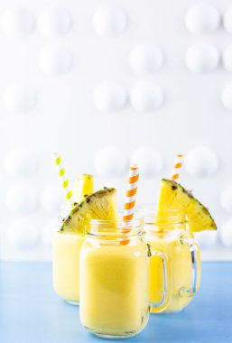 Homemade mango and pineapple smoothies