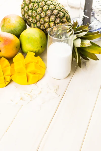Ingredienti per frullato con frutta tropicale . — Foto Stock