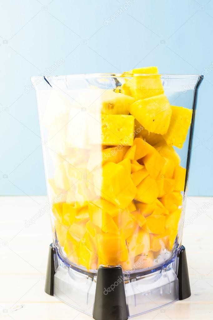 Homemade mango and pineapple smoothie