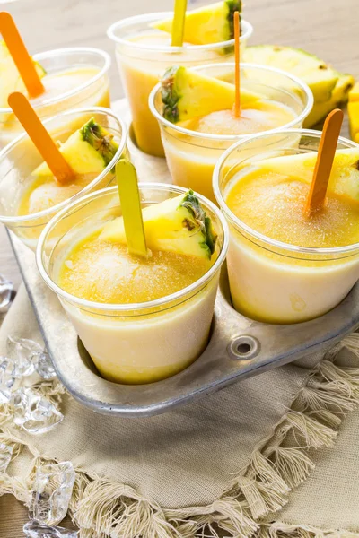 Paletas hechas con mango, piña y leche de coco —  Fotos de Stock