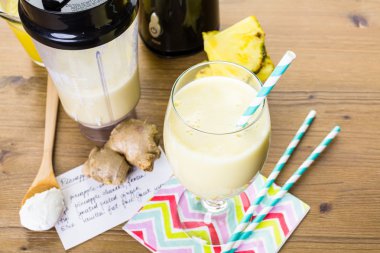 pineapple ginger smoothie with Greek yogurt clipart