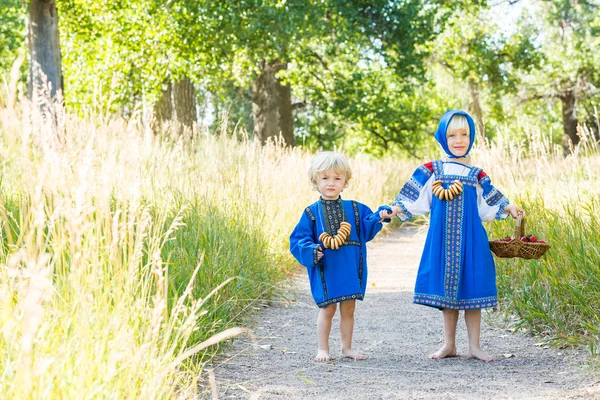 Kids in Russian costumes — Stock Photo, Image