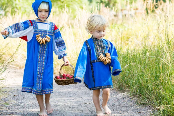 Kids in Russian costumes — Stock Photo, Image