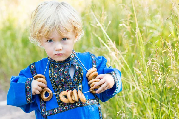 Little boy in Russian costume — Stock Photo, Image