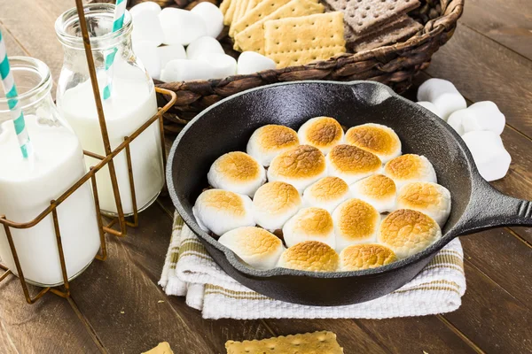 Smores mergulhar com grandes marshmallows — Fotografia de Stock