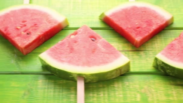 Watermelon Slice Popsicles — Stock Video