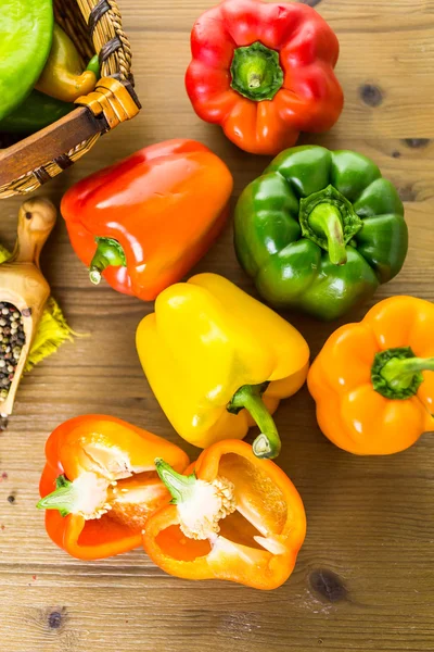 Organic peppers on the table — Stock Photo, Image