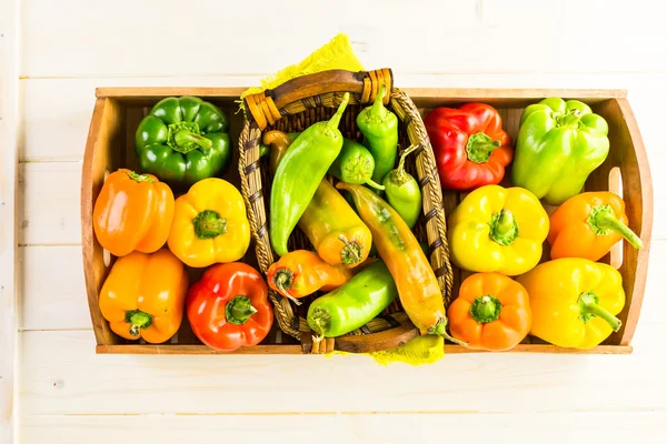 Organic Peppers on table — Stock Photo, Image