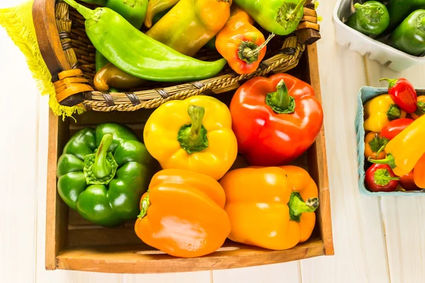 Organic Peppers on table — Stock Photo, Image