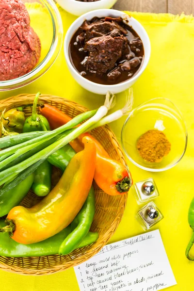 Low calorie stuffed peppers ingredients — Stock Photo, Image