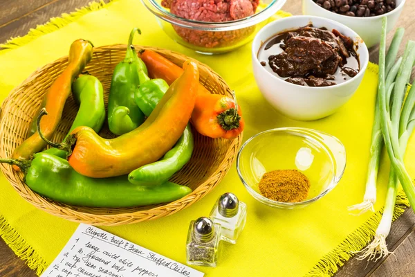 Low calorie stuffed peppers ingredients — Stock Photo, Image