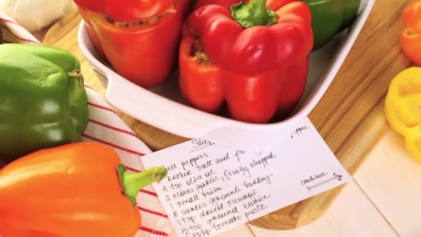 Low calorie Stuffed peppers — Stock Video