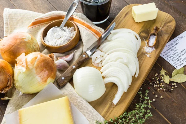 French Onion Soup Ingredients — Stock Photo, Image