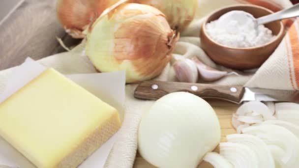 French Onion Soup Ingredients — Stock Video