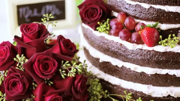 Pastel de boda de cerca — Vídeos de Stock