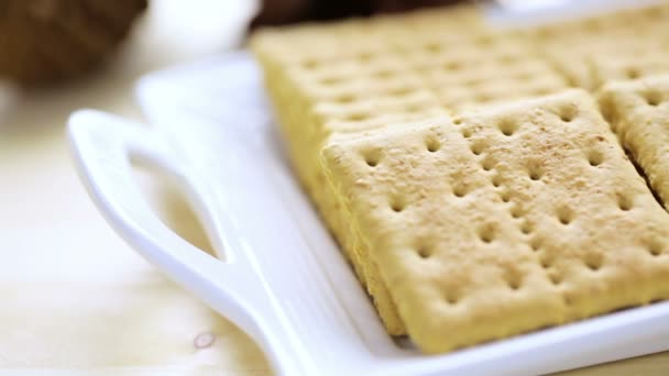 Estación Smores con malvaviscos blancos — Vídeos de Stock