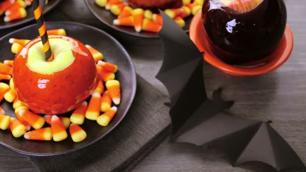 Manzanas dulces para Halloween — Vídeos de Stock