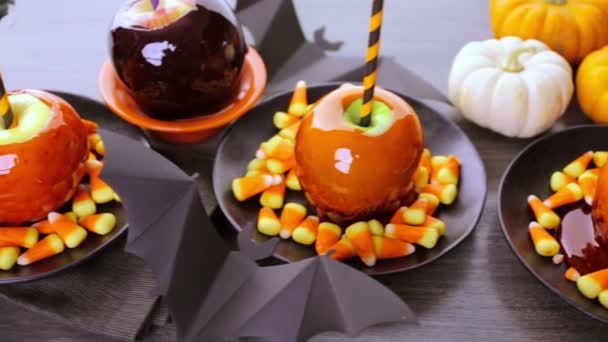 Maçãs doces de Halloween — Vídeo de Stock