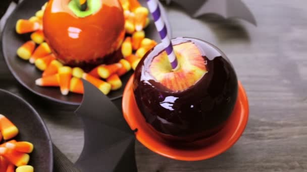 Candy Äpplen för Halloween — Stockvideo