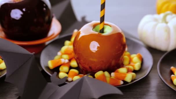 Manzanas dulces para Halloween — Vídeos de Stock