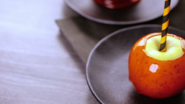 Candy appels voor Halloween — Stockvideo