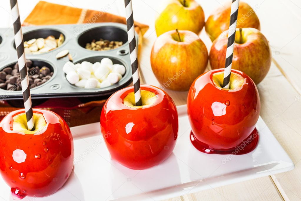 Handmade red candy apples