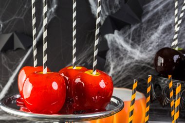 candy apples for Halloween party clipart