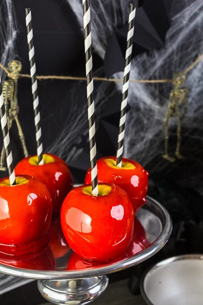 Candy apples for Halloween party — Stock Photo, Image