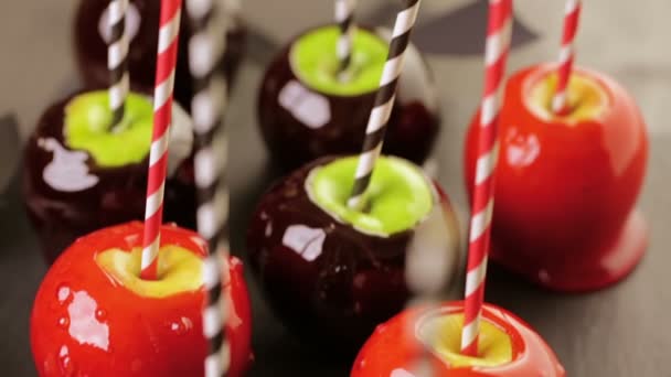 Candy apples for Halloween party — Stock Footage Candy apples for Halloween party Stock Video