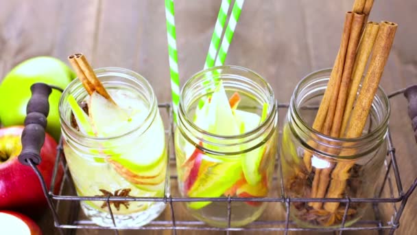 Infused apple water — Stock Video