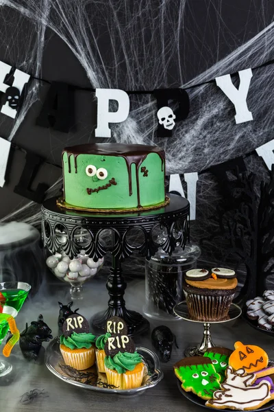 Food table for Halloween party — Stock Photo, Image