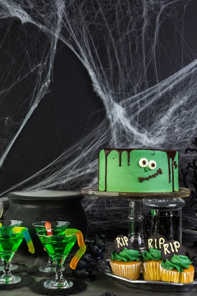 Food table for Halloween party — Stock Photo, Image