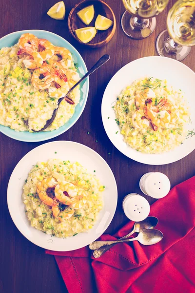 Kızarmış karidesli Risotto Mısır — Stok fotoğraf