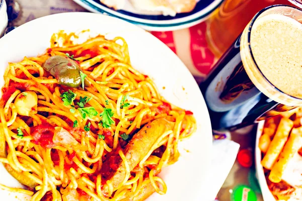 Fresh Pasta with sausage — Stock Photo, Image