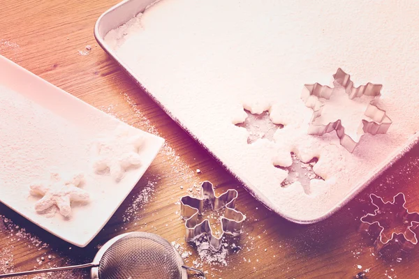 棉花糖在雪花的形状 — 图库照片